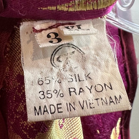 Vintage Fuchsia Gold Silk Cheongsam Dress XL - Picture 9 of 9